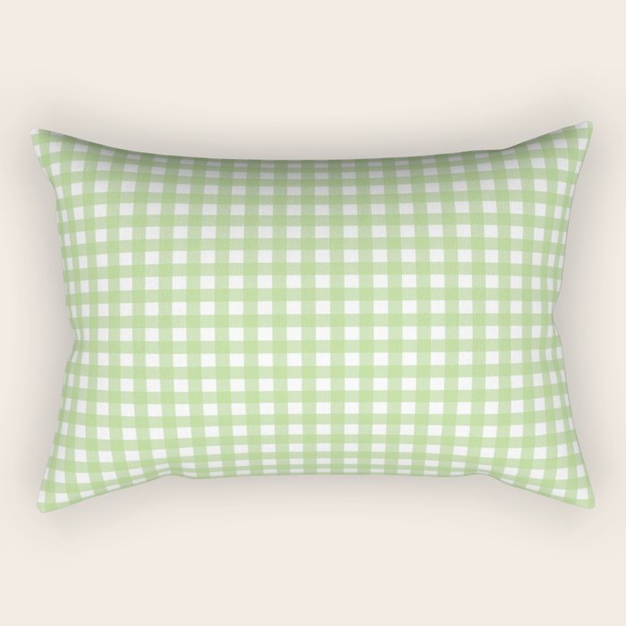 Light Green Gingham Check Pattern Rectangular Pillow Gallery Image 2