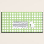 Light Green Gingham Check Pattern Desk Mat Gallery Image 1
