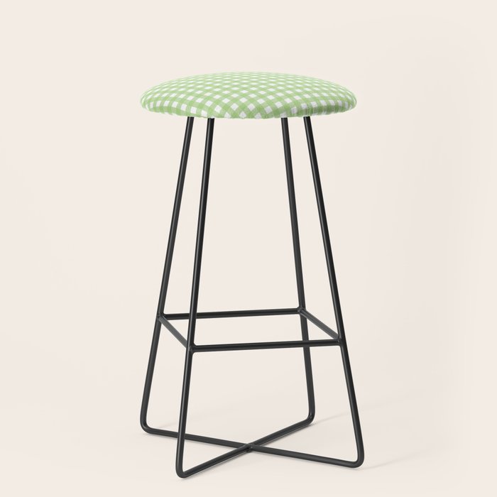 Light Green Gingham Check Pattern Stool Gallery Image 1