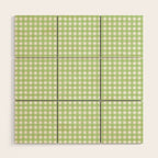 Light Green Gingham Check Pattern Wood Wall Art Gallery Image 1