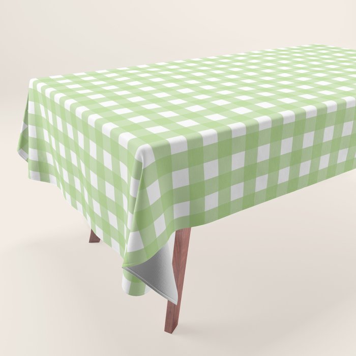 Light Green Gingham Check Pattern Tablecloth Gallery Image 1