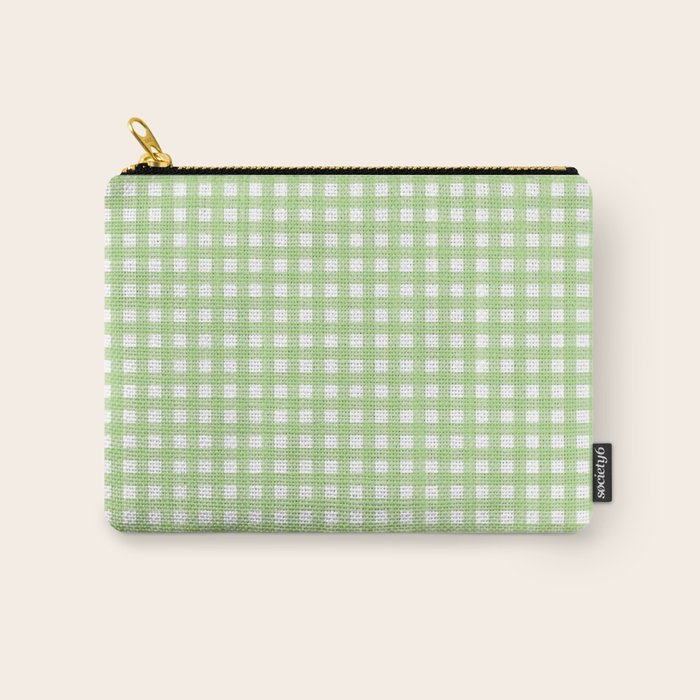 Light Green Gingham Check Pattern Carry All Pouch Gallery Image 1