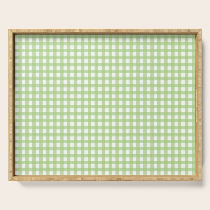 Light Green Gingham Check Pattern Serving Tray Gallery Image 1