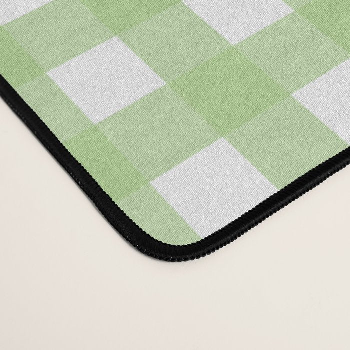 Light Green Gingham Check Pattern Desk Mat Gallery Image 4