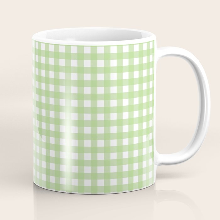 Light Green Gingham Check Pattern Coffee Mug Gallery Image 1