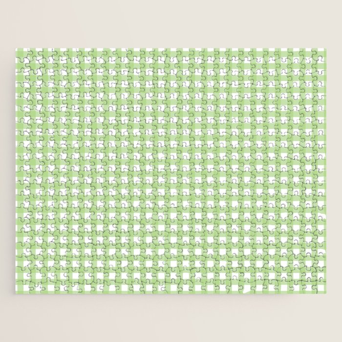 Light Green Gingham Check Pattern Jigsaw Puzzle Gallery Image 1