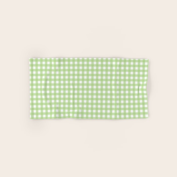 Light Green Gingham Check Pattern Bath Towel Gallery Image 1