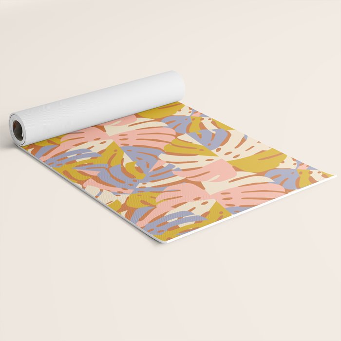 Color Block Monstera Pink + Lavender Yoga Mat Gallery Image 2