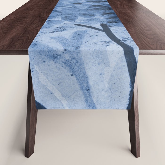 Garden Lilac Flower Painting in Navy Blue Table Runner Gallery Image 1