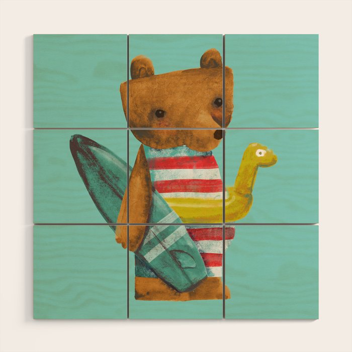 Summer Bear Wood Wall Art Gallery Image 1