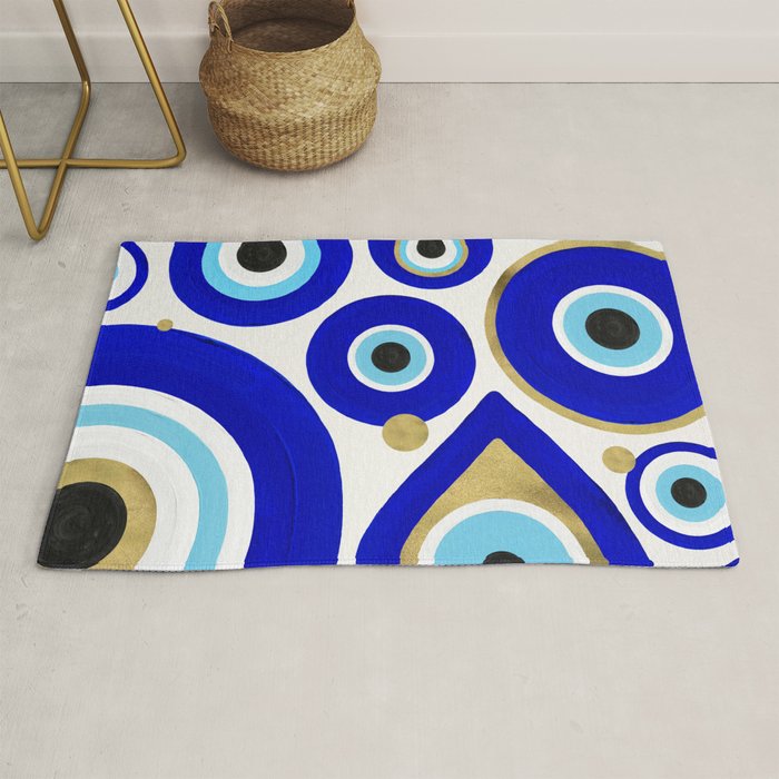 Evil Eye Charms on White Rug Gallery Image 1