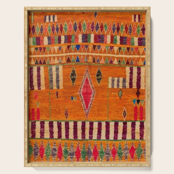 Orange Traditional Moroccan Design Serving Tray Gallery Image 1