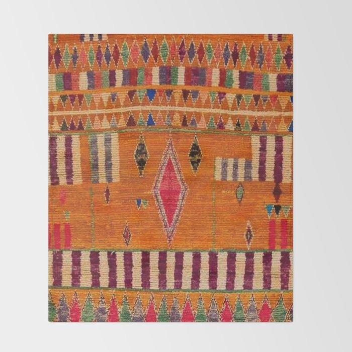 Orange Traditional Moroccan Design Throw Blanket Gallery Image 2