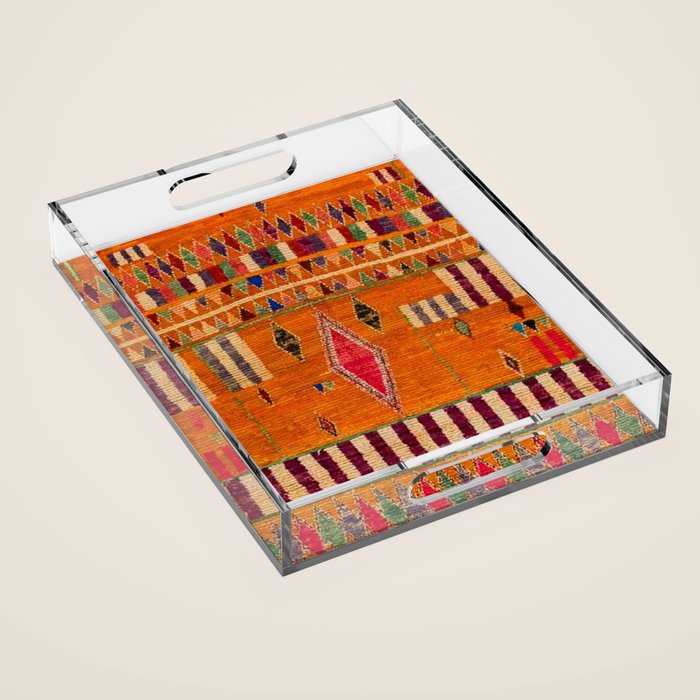 Orange Traditional Moroccan Design Acrylic Tray Gallery Image 1