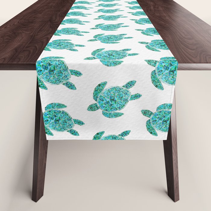 Mosaic Watercolor Sea Turtle Table Runner Gallery Image 1