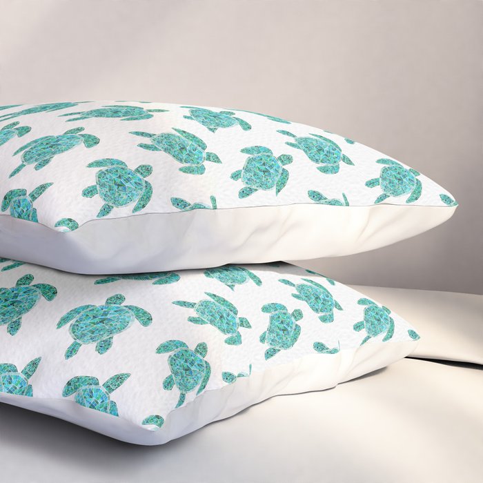 Mosaic Watercolor Sea Turtle Pillow Sham Gallery Image 3
