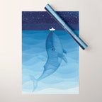 Whale blue ocean Wrapping Paper Gallery Image 1