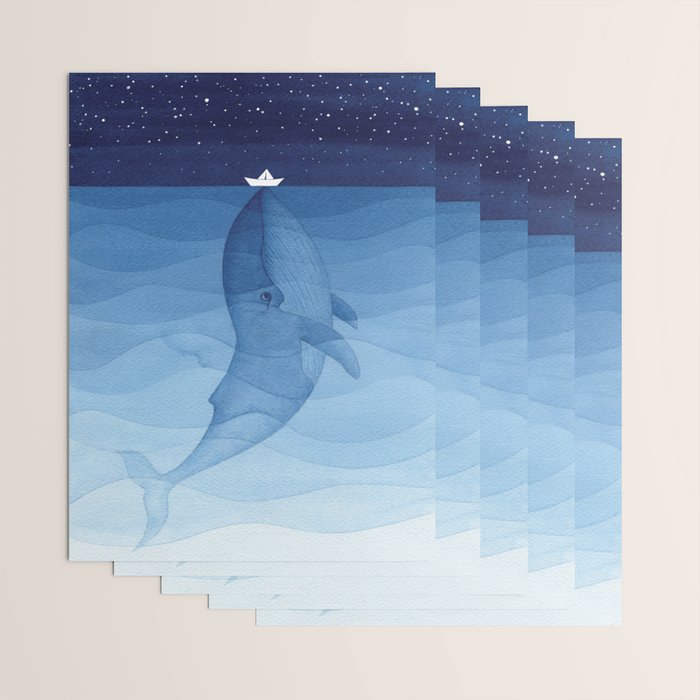 Whale blue ocean Wrapping Paper Gallery Image 3