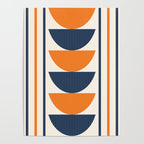 Abstract Shapes 76 in Orange and Navy Blue (Moon Phase Geometric Abstraction) Poster Gallery Image 4