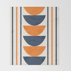 Abstract Shapes 76 in Orange and Navy Blue (Moon Phase Geometric Abstraction) Throw Blanket Gallery Image 2
