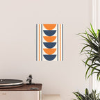 Abstract Shapes 76 in Orange and Navy Blue (Moon Phase Geometric Abstraction) Poster Gallery Image 2