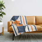 Abstract Shapes 76 in Orange and Navy Blue (Moon Phase Geometric Abstraction) Throw Blanket Gallery Image 1