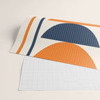 Abstract Shapes 76 in Orange and Navy Blue (Moon Phase Geometric Abstraction) Wrapping Paper Gallery Image 2
