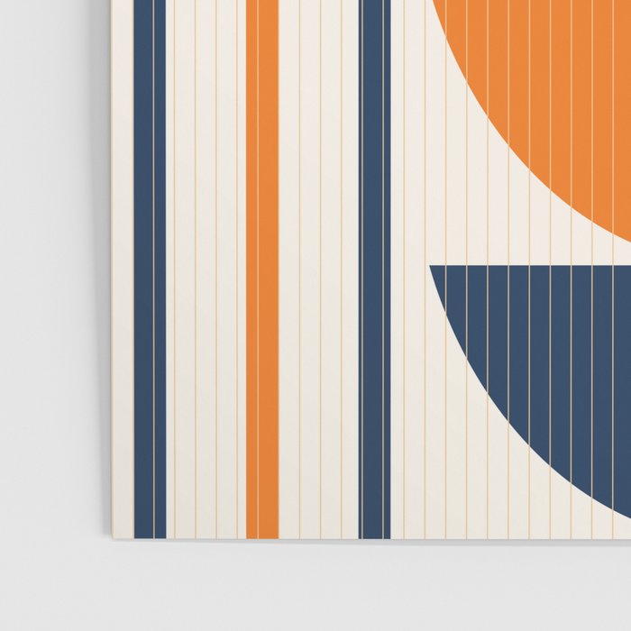 Abstract Shapes 76 in Orange and Navy Blue (Moon Phase Geometric Abstraction) Poster Gallery Image 3