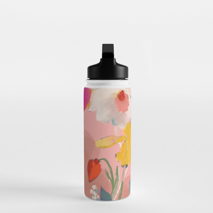 blooming abstract pink Water Bottle Gallery Image 3