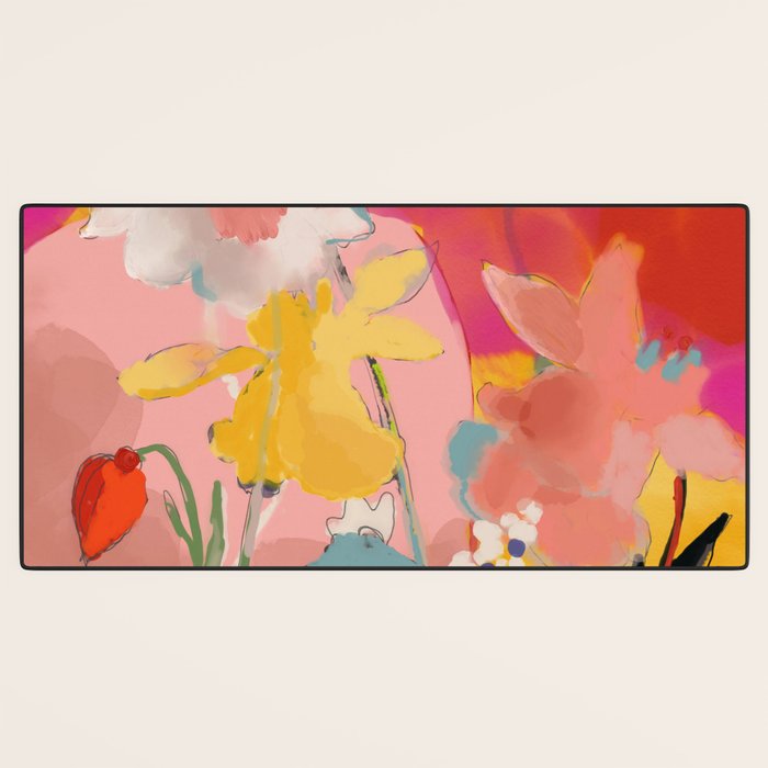 blooming abstract pink Desk Mat Gallery Image 3