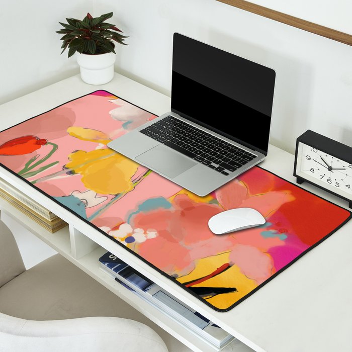 blooming abstract pink Desk Mat Gallery Image 2