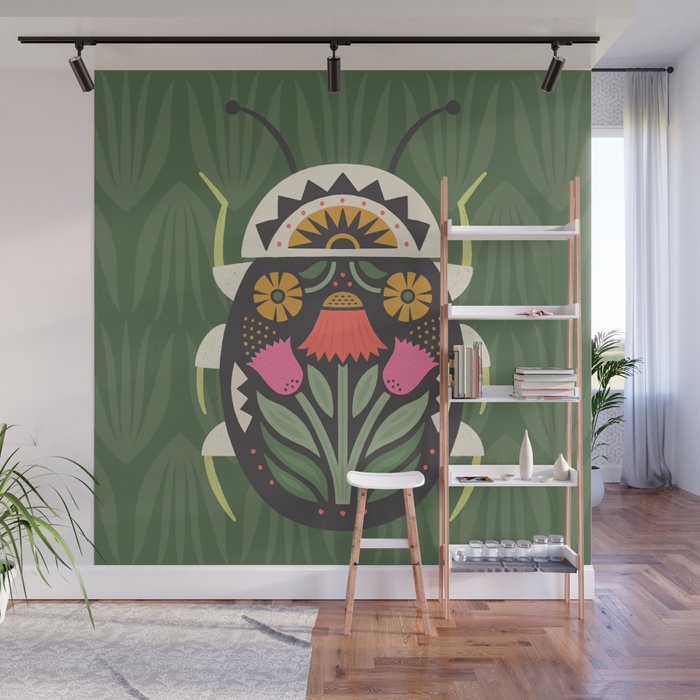 Folk Art Beetle Wall Mural Gallery Image 1