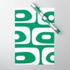 Mid-Century Modern Piquet Minimalist Abstract in Kelly Green and White Wrapping Paper Gallery Image 1