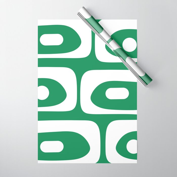 Mid-Century Modern Piquet Minimalist Abstract in Kelly Green and White Wrapping Paper Gallery Image 1