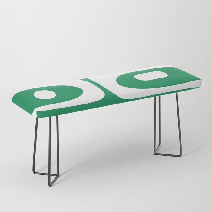 Mid-Century Modern Piquet Minimalist Abstract in Kelly Green and White Bench Gallery Image 1