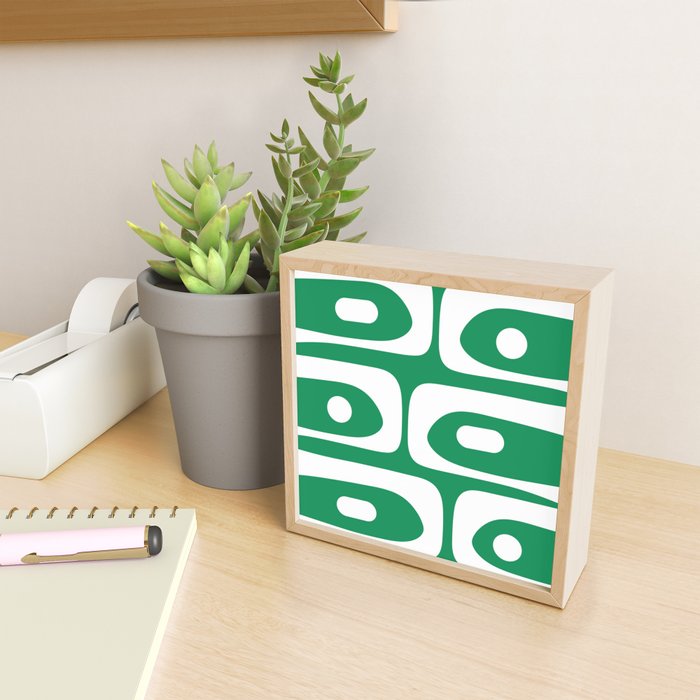 Mid-Century Modern Piquet Minimalist Abstract in Kelly Green and White Mini Art Print Gallery Image 2
