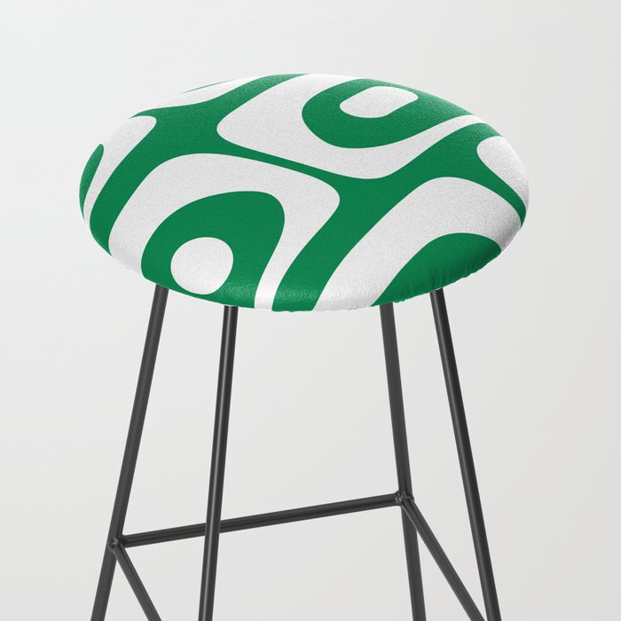 Mid-Century Modern Piquet Minimalist Abstract in Kelly Green and White Stool Gallery Image 2