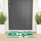Mid-Century Modern Piquet Minimalist Abstract in Kelly Green and White Welcome Mat Gallery Image 3