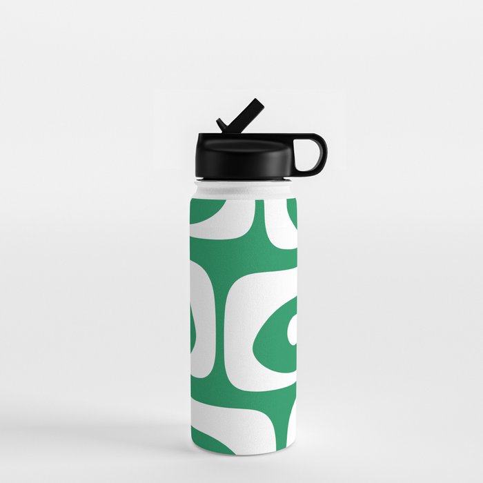 Mid-Century Modern Piquet Minimalist Abstract in Kelly Green and White Water Bottle Gallery Image 1