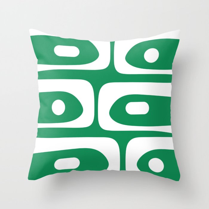 Mid-Century Modern Piquet Minimalist Abstract in Kelly Green and White Throw Pillow Gallery Image 1