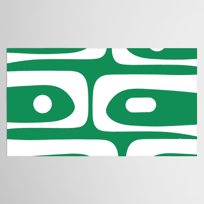 Mid-Century Modern Piquet Minimalist Abstract in Kelly Green and White Tablecloth Gallery Image 2
