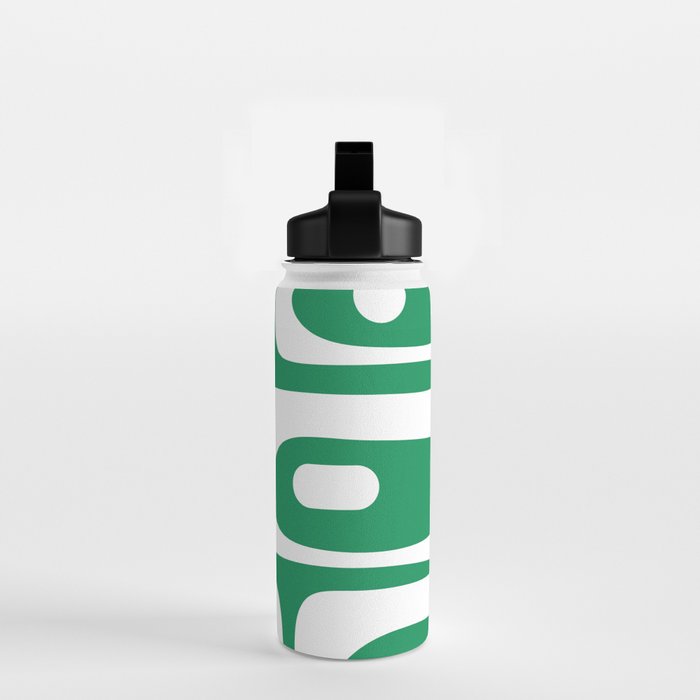 Mid-Century Modern Piquet Minimalist Abstract in Kelly Green and White Water Bottle Gallery Image 2