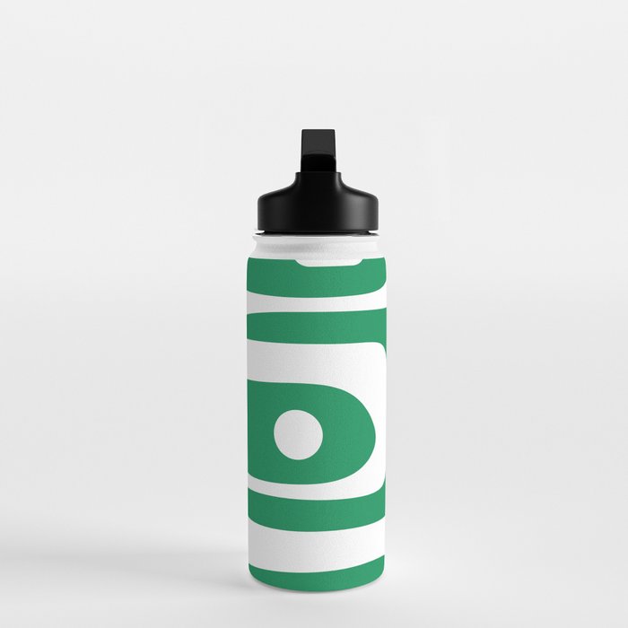 Mid-Century Modern Piquet Minimalist Abstract in Kelly Green and White Water Bottle Gallery Image 3