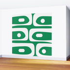 Mid-Century Modern Piquet Minimalist Abstract in Kelly Green and White Wall Mural Gallery Image 2