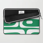Mid-Century Modern Piquet Minimalist Abstract in Kelly Green and White Laptop Sleeve Gallery Image 2