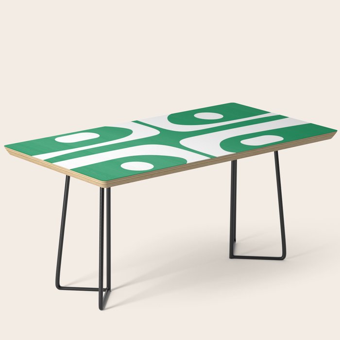 Mid-Century Modern Piquet Minimalist Abstract in Kelly Green and White Coffee Table Gallery Image 1