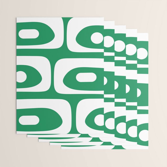 Mid-Century Modern Piquet Minimalist Abstract in Kelly Green and White Wrapping Paper Gallery Image 3