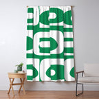 Mid-Century Modern Piquet Minimalist Abstract in Kelly Green and White Window Curtain Gallery Image 5