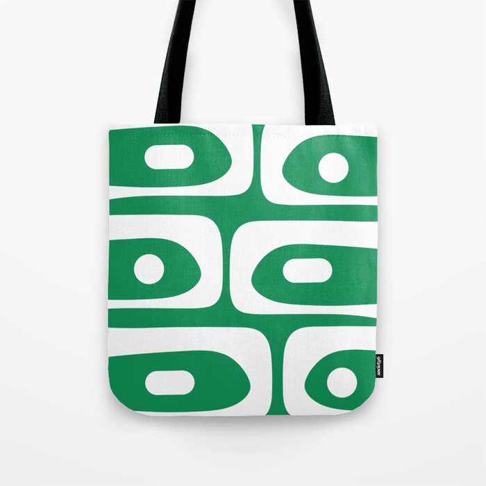Mid-Century Modern Piquet Minimalist Abstract in Kelly Green and White Tote Bag Gallery Image 1