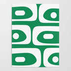 Mid-Century Modern Piquet Minimalist Abstract in Kelly Green and White Poster Gallery Image 4